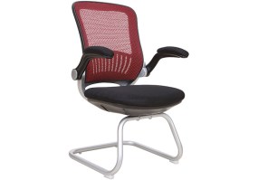 Cadeira-fixa-diretor-BLM900 F-Vermelha-Preta-Base-Cinza